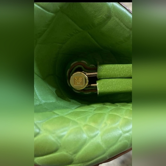 MICHAEL KORS SATCHEL STUNNING GREEN Y2K Shoulder Bag Pebble Leather - Picture 7 of 14